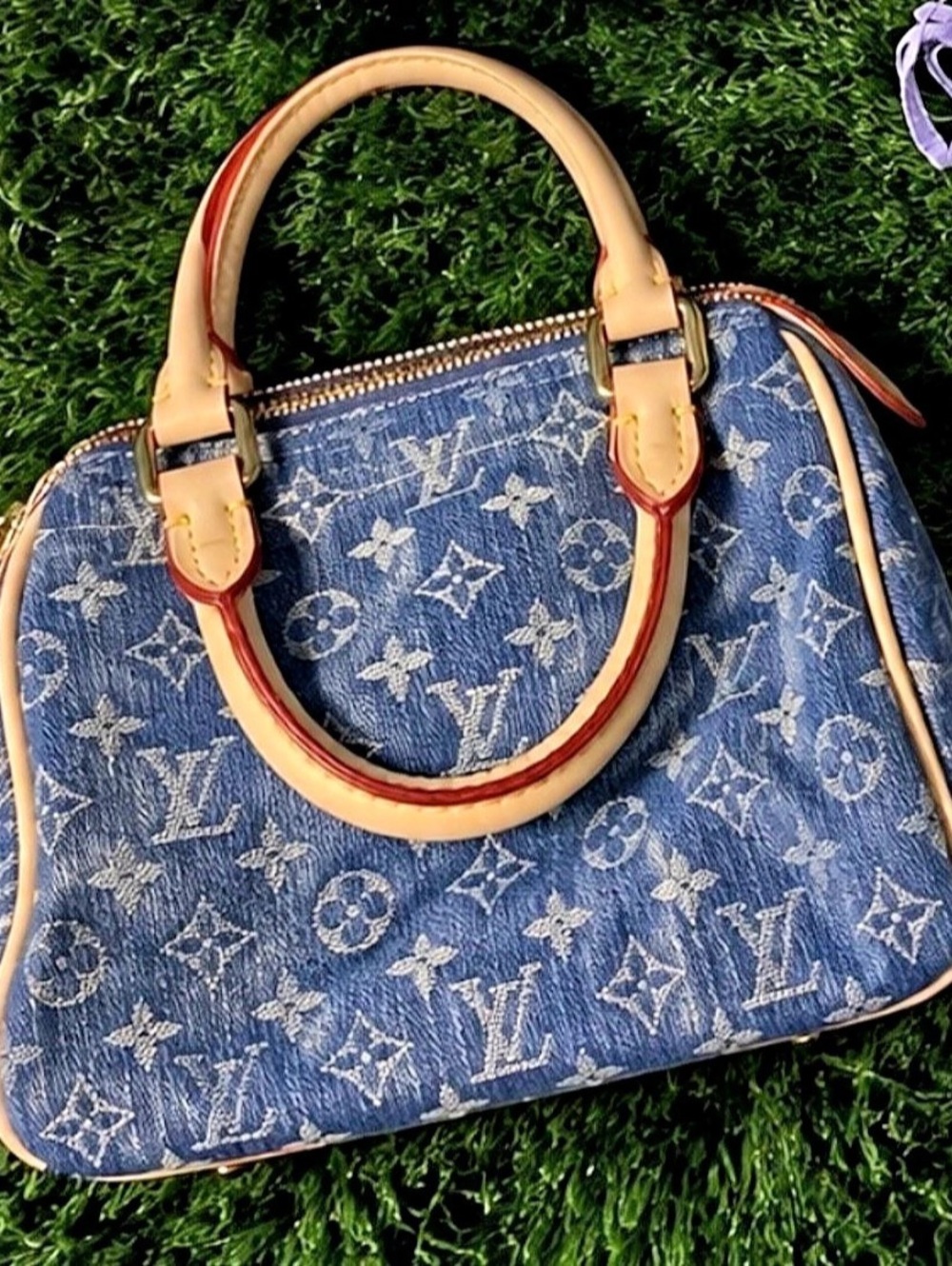 Louis Vuitton Neo Speedy Monogram Denim Satchel Blue & Brown